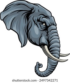 A tough looking elephant. Could be the symbol for the American republican political party in election politics or a sports mascot.