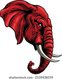 A tough looking elephant. Could be the symbol for the American political party in election politics or a sports mascot.