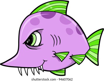 Tough Mean Fish Vector Illustration Art