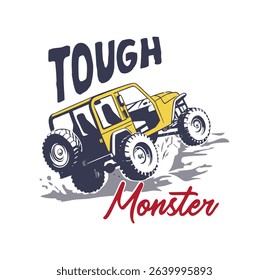 Tough monster t-shirt graphic design vector illustration 