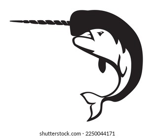 Tough Narwhal with displeased expression, cartoon style design