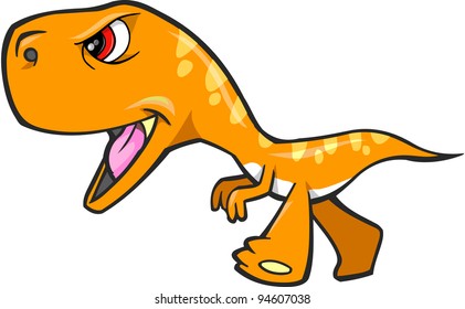 Tough Orange Dinosaur T-Rex Vector Illustration Art