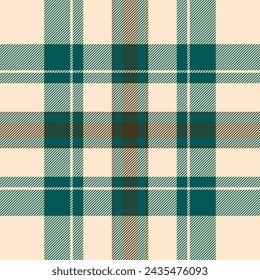 Tough pattern background texture, marriage textile fabric check. Wear plaid seamless tartan vector in blanched almond and teal colors.