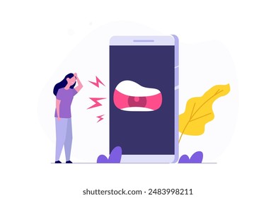 Tough phone conversations concept. Vector flat illustration.