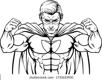 A tough superhero cartoon super hero character or sports mascot