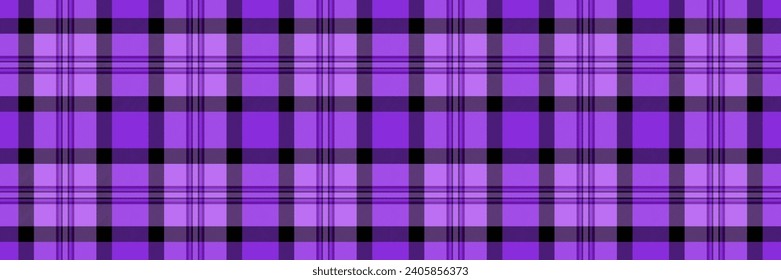 Tough vector seamless fabric, femininity background plaid check. Birthday texture textile pattern tartan in violet and black color.