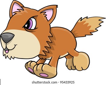 Arte de Ilustração de Vetor de Cachorro de Lobo Resistente