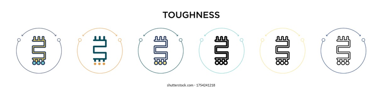 Toughness icon in filled, thin line, outline and stroke style. Vector illustration of two colored and black toughness vector icons designs can be used for mobile, ui, web