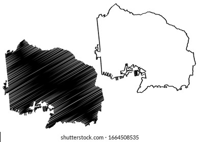 Toulon City (French Republic, France) map vector illustration, scribble sketch City of Toulon map