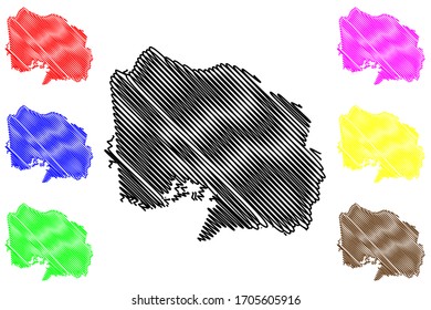 Toulon City (French Republic, France) map vector illustration, scribble sketch City of Toulon map