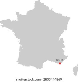 Toulon City Location on Map of France