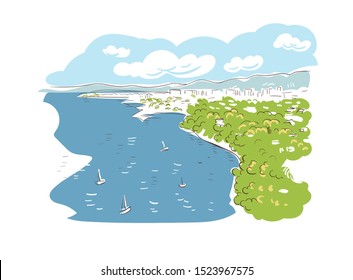 Toulon France Europe vector sketch city illustration line art