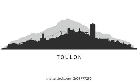 Toulon Skyline Cityscape Vector Black.