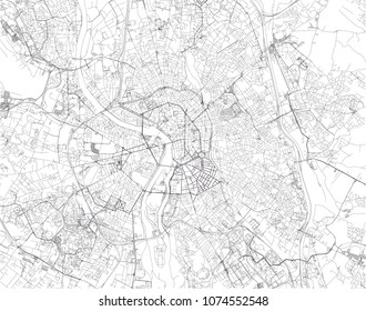 Toulouse is the capital of the French department of Haute-Garonne, map, satellite view of the city, streets and houses, France