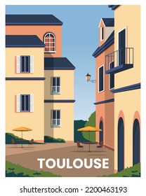 Toulouse city in France landscape background. vector illustration with colorful color and minimalist style suitable for poster, postcard, art print.