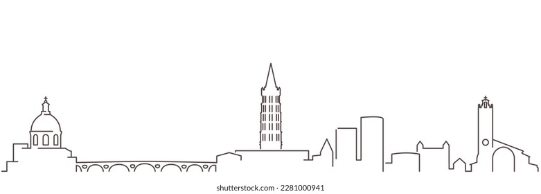 Toulouse Dark Line Simple Minimalist Skyline With White Background