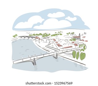 Toulouse France Europe vector sketch city illustration line art