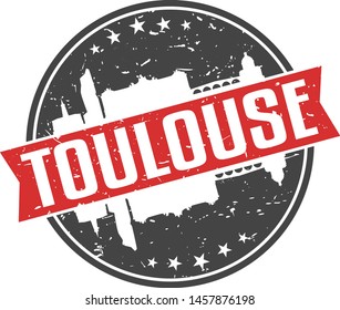 Toulouse France Round Travel Stamp. Icon Skyline City Design. Seal Tourism Ribbon Badge Illustration Vector.