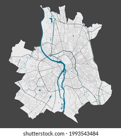 Toulouse map. Detailed map of Toulouse city administrative area. Cityscape panorama. Royalty free vector illustration. Outline map with highways, streets, rivers. Tourist decorative street map.