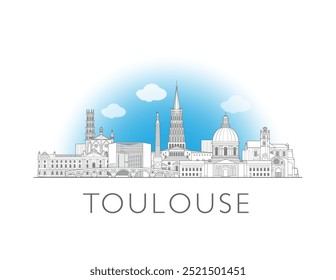 Toulouse skyline na França ilustração do vetor da paisagem urbana