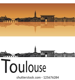 Toulouse skyline in orange background in editable vector file