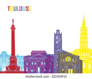 Toulouse skyline pop in editable vector file