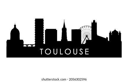 Toulouse skyline silhouette. Black Toulouse city design isolated on white background. 