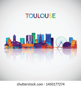 Toulouse skyline silhouette in colorful geometric style. Symbol for your design. Vector illustration.