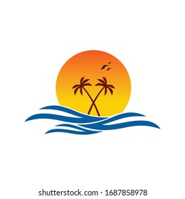 Tour Beach Logo Vector Template