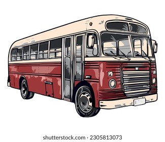 Tour bus design over white