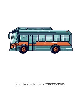 Tour bus driving on flat road vector isolated