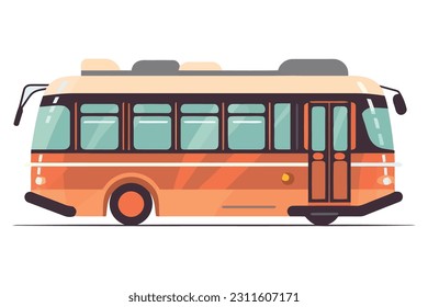 Tour bus driving through traffic isolated