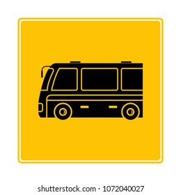 tour bus icon in yellow background