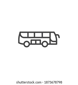 Icono de la línea de bus Tour. signo de estilo lineal para concepto móvil y diseño web. Icono del vector de contorno de la vista lateral del bus. Símbolo, ilustración del logotipo. Gráficos vectoriales