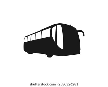 Tour Bus silhouette vector logo icon. Bus icon. Black silhouette. Side view. Vector flat graphic illustration. Vector simple flat graphic illustration. Isolated object on a white background. 