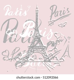 tour Eiffel romantic vector illustration heart frame