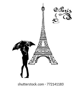 tour Eiffel romantic vector illustration
