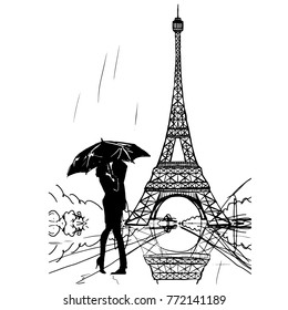 tour Eiffel romantic vector illustration
