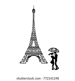tour Eiffel romantic vector illustration
