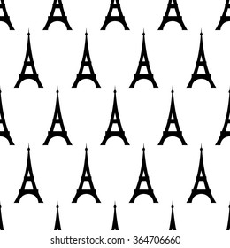 Tour Eiffel  seamless pattern. Cute cartoon tour Eiffel  vector illustration. Romantic travel in Paris. Paris symbol.