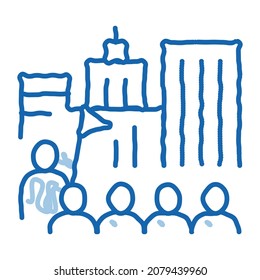 Tour Group on Excursions sketch icon vector. Hand drawn blue doodle line art Tour Group on Excursions Sign. isolated symbol illustration