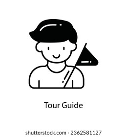 Tour Guide doodle Icon Design illustration. Travel Symbol on White background EPS 10 File