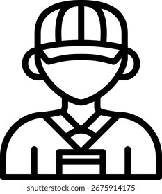Icono de guía turístico, Vector de icono de contorno en blanco y negro.