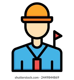 tour guide icon filled line style, suitable for web and mobile app.