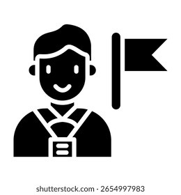 Ilustración vectorial de glifos de icono de guía turístico