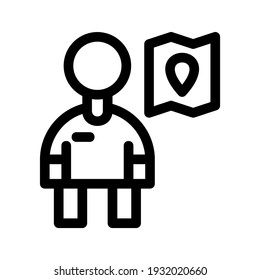 icono de guía turístico o logotipo símbolo de seña aislado ilustración vectorial - iconos vectoriales de estilo negro de alta calidad
