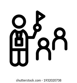 Tourguide-Symbol oder Logo einzeln auf Zeichensymbolen, Vektorgrafik - hochwertige Vektorsymbole in schwarzem Stil

