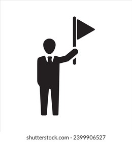 Tour guide icon. Tourism. Travelling icon. Man with flag icon
