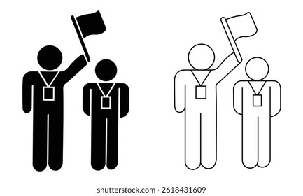 Icono de guía turístico Vector. Vector de guía de viaje sobre fondo blanco. Silueta del símbolo y del signo del Vector de la gente de la guía turística. Ilustración vectorial.