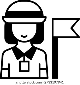 Tour Guide Leading with Flag Vector Icon